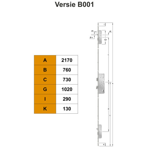KFV AS2300 meerpuntsluiting B001 - Technische tekening