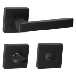 Intersteel deurkruk Hera - Mat zwart - Rozet met WC sluiting