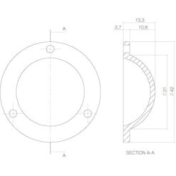 Intersteel Afdekplaatje Deurknop Koper gelakt - Technische tekening