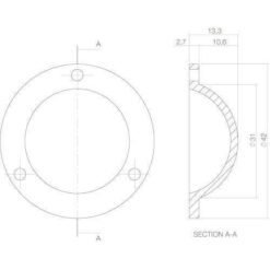 Intersteel Afdekplaatje Deurknop Koper getrommeld - Technische tekening