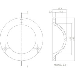 Intersteel Afdekplaatje Deurknop nikkel - Technische tekening