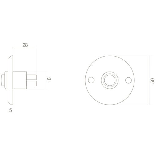 Intersteel Deurbel rond schroefmodel Koper gebruineerd - Technische tekening