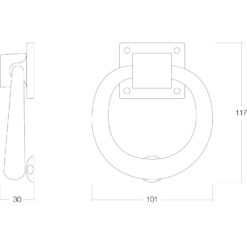 Intersteel Deurklopper rond 107 mm nikkel mat - Technische tekening