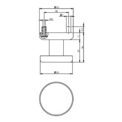 Intersteel Deurknop Nobile plat vast op rozet INOX geborsteld - Technische tekening
