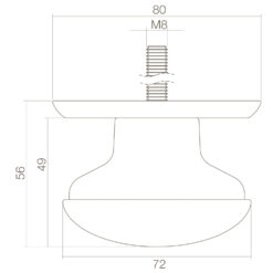 Intersteel Deurknop zwaar Koper gelakt - Technische tekening