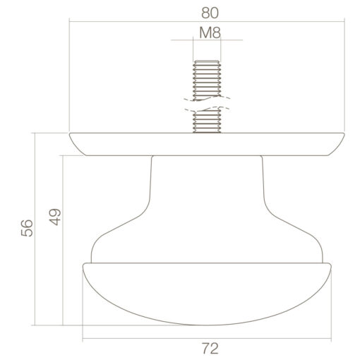 Intersteel Deurknop zwaar Koper gelakt - Technische tekening