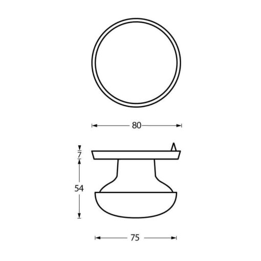 Intersteel Deurknop zwaar chroom - Technische tekening