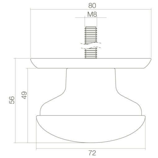 Intersteel Deurknop zwaar oud grijs - Technische tekening