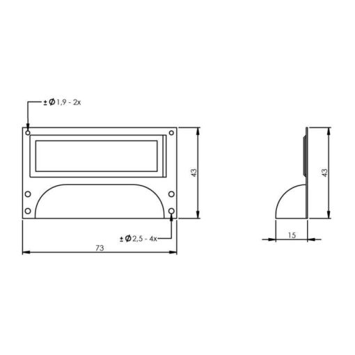 Intersteel Etiketgreep 73 mm nikkel - Technische tekening