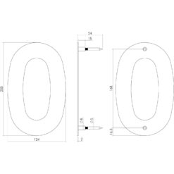 Intersteel Huisnummer 0 200 mm INOX geborsteld - Technische tekening
