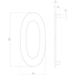 Intersteel Huisnummer 0 INOX mat zwart - Technische tekening