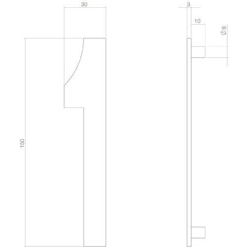 Intersteel Huisnummer 1 INOX mat zwart - Technische tekening