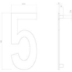 Intersteel Huisnummer 5 INOX mat zwart - Technische tekening