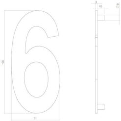 Intersteel Huisnummer 6 INOX mat zwart - Technische tekening
