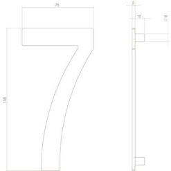 Intersteel Huisnummer 7 INOX mat zwart - Technische tekening