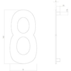 Intersteel Huisnummer 8 INOX mat zwart - Technische tekening
