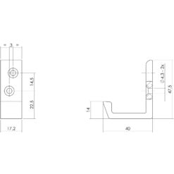 Intersteel Jashaak 40 mm aluminium diagonaal - Technische tekening