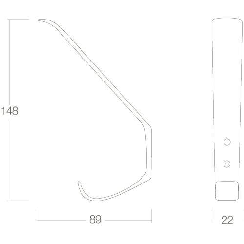 Intersteel Kapstokhaak 150 mm chroom - Technische tekening