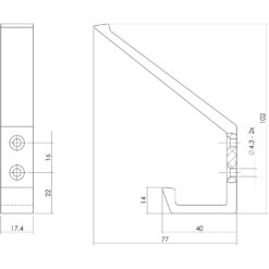 Intersteel Kapstokhaak aluminium - Technische tekening