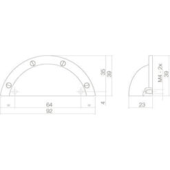Intersteel Komgreep 92 mm chroom - Technische tekening