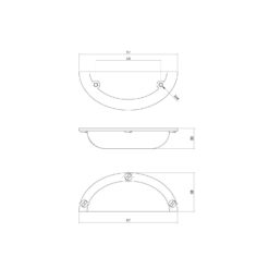 Intersteel Komgreep 97 mm nikkel mat - Technische tekening