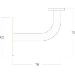 Intersteel Leuninghouder gebogen vierkant vlak INOX geborsteld - Technische tekening