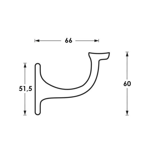 Intersteel Leuninghouder opschroevend hol zadel nikkel - Technische tekening