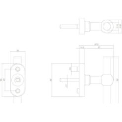 Intersteel Raamkruk T-vorm INOX geborsteld - Technische tekening