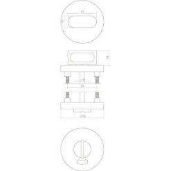 Intersteel Rozet rond 55 mm met toilet-/badkamersluiting 8 mm INOX geborsteld - Technische tekening