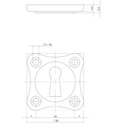 Intersteel Rozet sleutelgat klaverblad chroom - Technische tekening