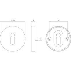 Intersteel Rozet sleutelgat rond INOX geborsteld - Technische tekening