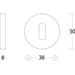 Intersteel Rozet sleutelgat rond verdekt chroom 50 mm - Technische tekening