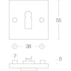 Intersteel Rozet sleutelgat vierkant chroom mat - Technische tekening