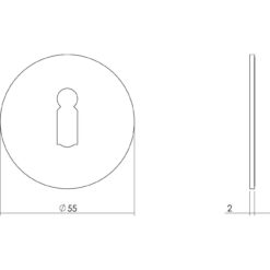 Intersteel Rozet sleutelgat zelfklevend INOX geborsteld - Technische tekening