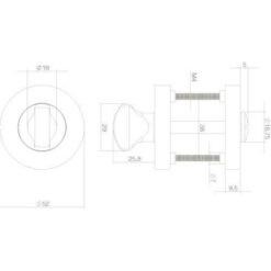 Intersteel Rozet toilet-/badkamersluiting rond chroom/nikkel mat - Technische tekening