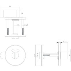 Intersteel Rozet toilet-/badkamersluiting rond plat INOX geborsteld - Technische tekening