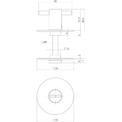 Intersteel Rozet toilet-/badkamersluiting rond plat zelfklevend 5 mm - Technische tekening