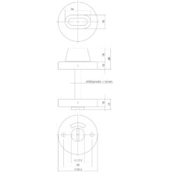 Intersteel Rozet toilet-/badkamersluiting rond verdekt INOX geborsteld 8 mm - Technische tekening