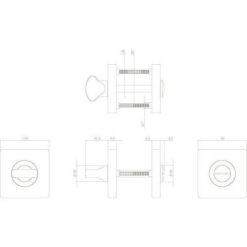 Intersteel Rozet toilet-/badkamersluiting vierkant mat zwart - Technische tekening