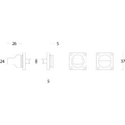 Intersteel Rozet toilet-/badkamersluiting vierkant nikkel mat - Technische tekening