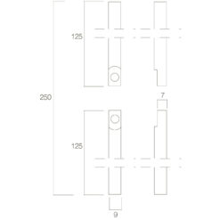 Intersteel Stangenset raamespagnolet 2 x 125 cm Koper gebruineerd - Technische tekening