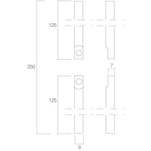 Intersteel Stangenset raamespagnolet 2 x 125 cm Koper gebruineerd - Technische tekening