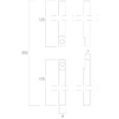 Intersteel Stangenset raamespagnolet 2 x 125 cm Koper gelakt - Technische tekening