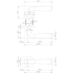 Intersteel deurklink Bas Konig Solid Fusion INOX geborsteld - Technische tekening