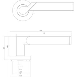 Intersteel deurklink Casper op rozet chroom - Technische tekening