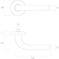 Intersteel deurklink Elena op rozet nikkel mat - Technische tekening