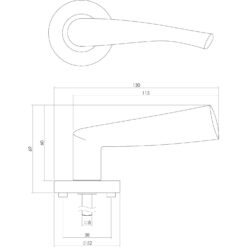 Intersteel deurklink Giussy op rozet chroom - Technische tekening