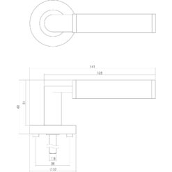 Intersteel deurklink Jean op rozet chroom - Technische tekening