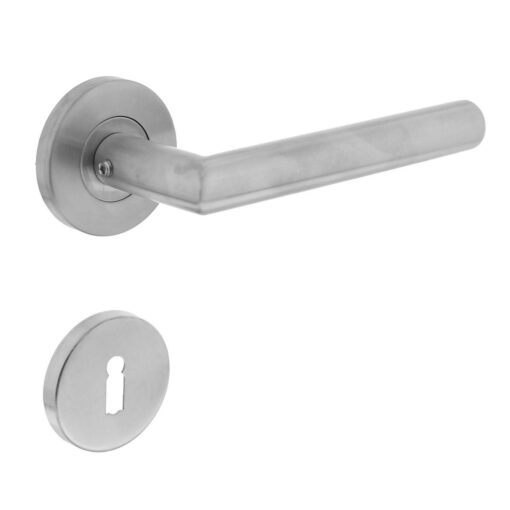 Intersteel deurklink L-hoek op rozet sleutelgat INOX geborsteld