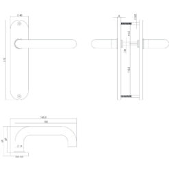 Intersteel deurklink Rond op kortschild blind INOX geborsteld - Technische tekening